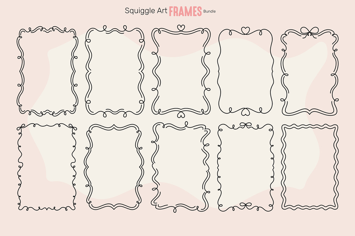 Squiggle Art Frames Bundle, an Object Illustration by moja doodle (Photo 5 of 7)