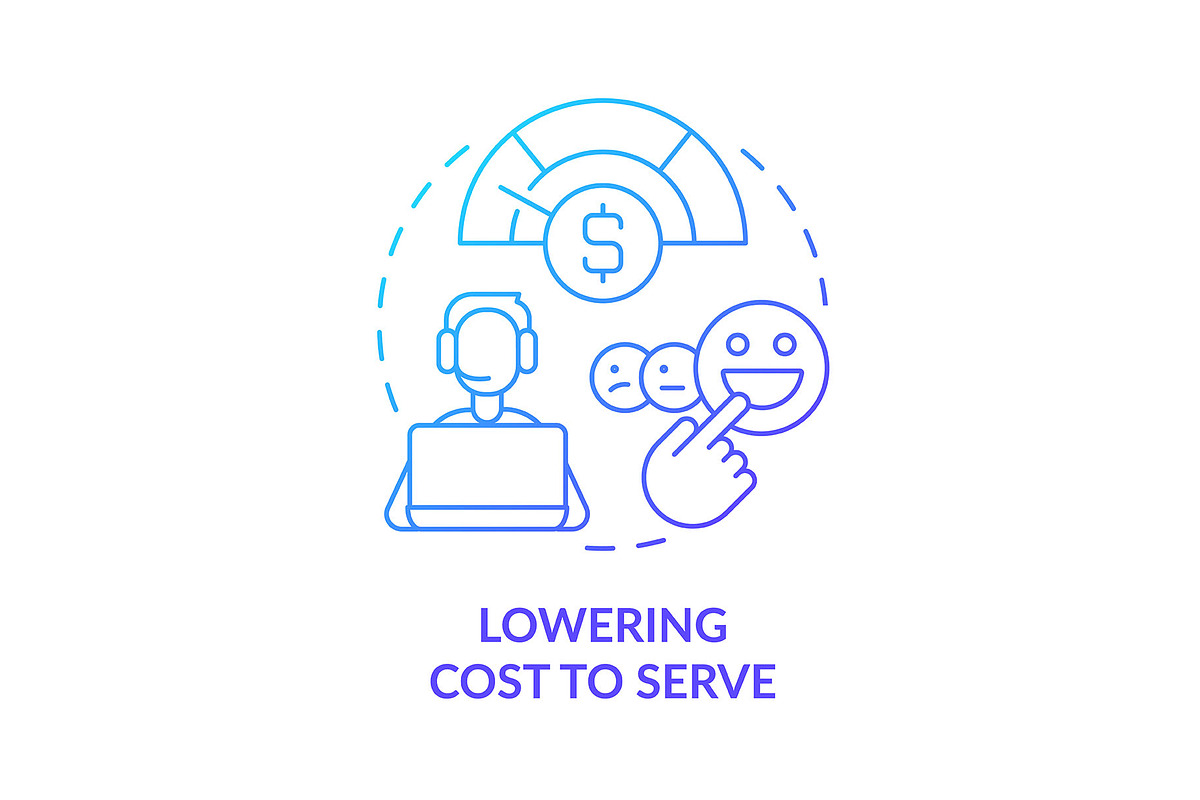 Lowering cost to serve blue gradient, an Icon by IMG Visuals