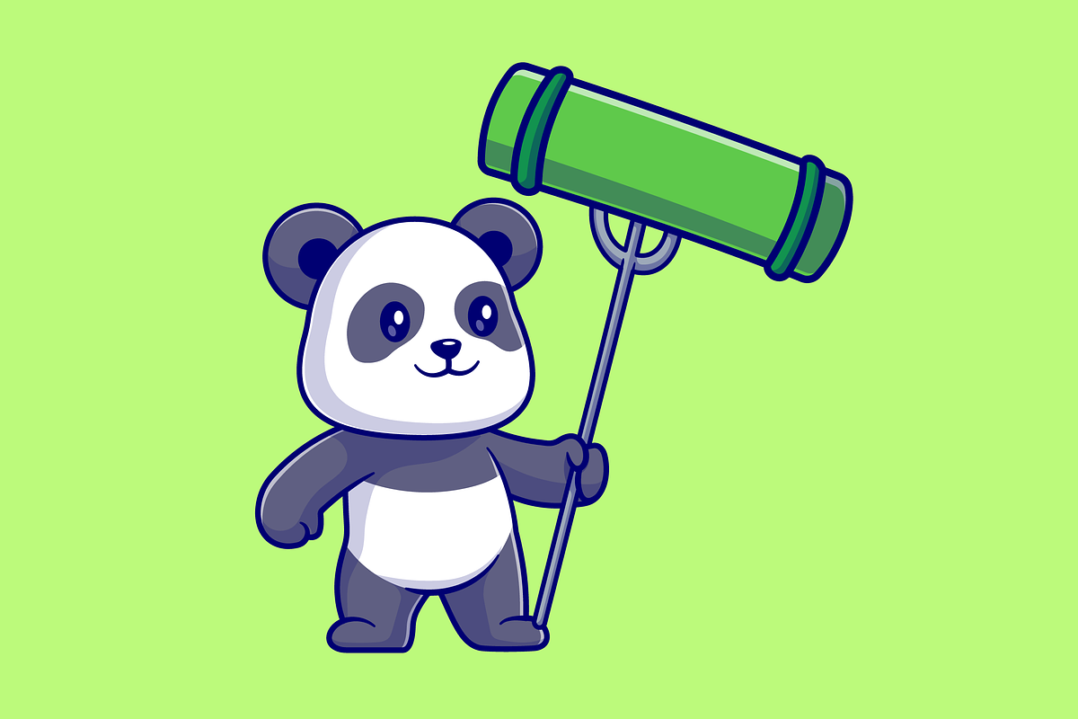 Cute Panda Poke Bamboo With Fork, an Animal Illustration by Catalyst Labs (Photo 3 of 3)