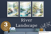 River Watercolor Landscape Print Art, a Poster Template by MagicLove Creations (Thumbnail 1 of 8)