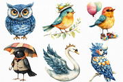 Watercolor Quirky Whimsical Birds, an Illustration by Craft Nest (Thumbnail 3 of 6)