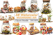 Mushrooms Jar Clipart, an Illustration by DreamCafeArt (Thumbnail 1 of 5)