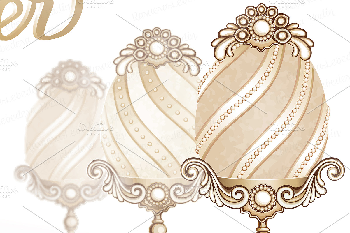 SET / 4 / Golden Eggs for EASTER, a Decorative Illustration by Nadin_Lebedeva (Photo 4 of 8)