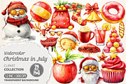 Watercolor Christmas in July Clipart, an Illustration by Dream Creation (Thumbnail 1 of 4)