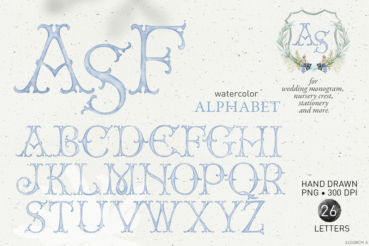 Blue monogram letters crest initials, a Decorative Illustration by GrafikBoutique (Photo 1 of 3)