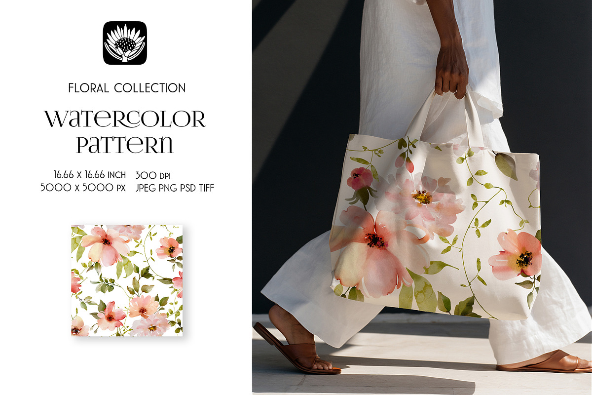 Watercolor Floral Pattern, a Pattern Graphic by PROTEA Watercolor Studio (Photo 2 of 7)