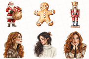 Watercolor Rustic Christmas Clipart, an Illustration by OK Design (Thumbnail 2 of 5)