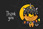 Cute Halloween Unicorn Donut Art, an Animal Illustration by ArtVarStudio (Thumbnail 3 of 3)