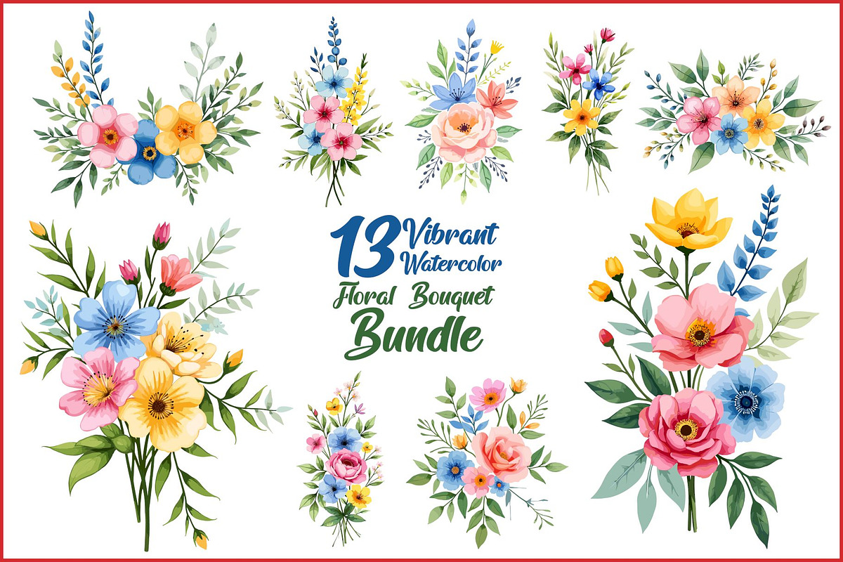 Vibrant Watercolor Floral Bouquet Bu, an Illustration by BIPLOB EXPERT (Photo 1 of 14)