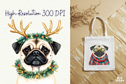 Retro Pugmas Clipart, a Seasonal Illustration by Anna Design Studio (Thumbnail 7 of 12)
