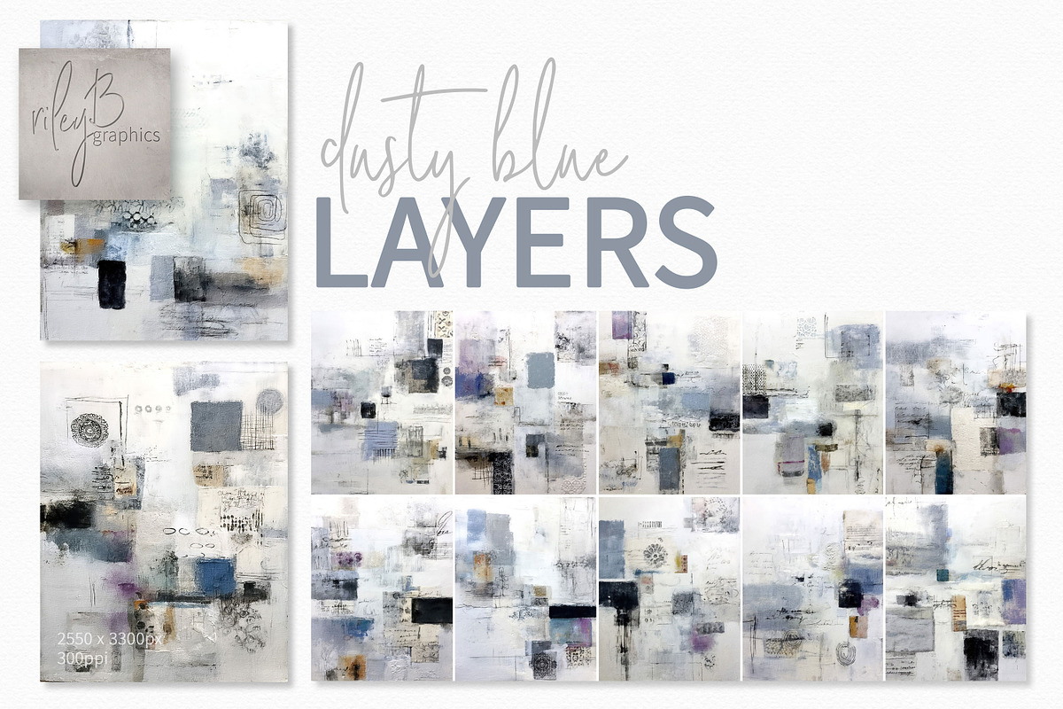 Dusty Blue Layers, a Decorative Illustration by rileyBgraphics (Photo 1 of 6)