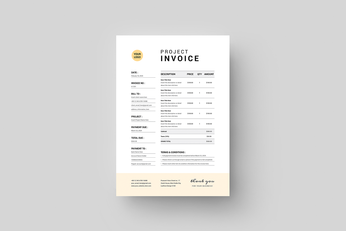 Proposal | Invoice | Brief | Receipt, a Stationery Template by Leaflove