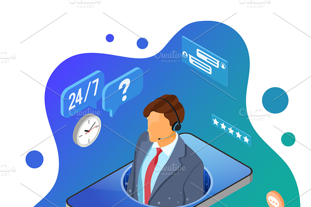 Isometric Online Customer Support, a Person Illustration by TAlex (Photo 4 of 6)