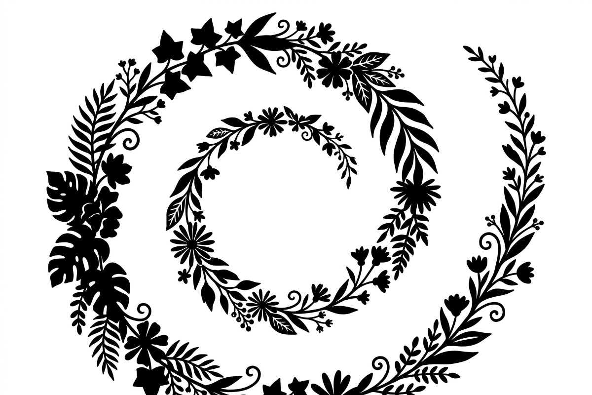 50 Elegant Floral Leaf Spiral Frame, a Decorative Illustration by Amazin_art (Photo 2 of 39)