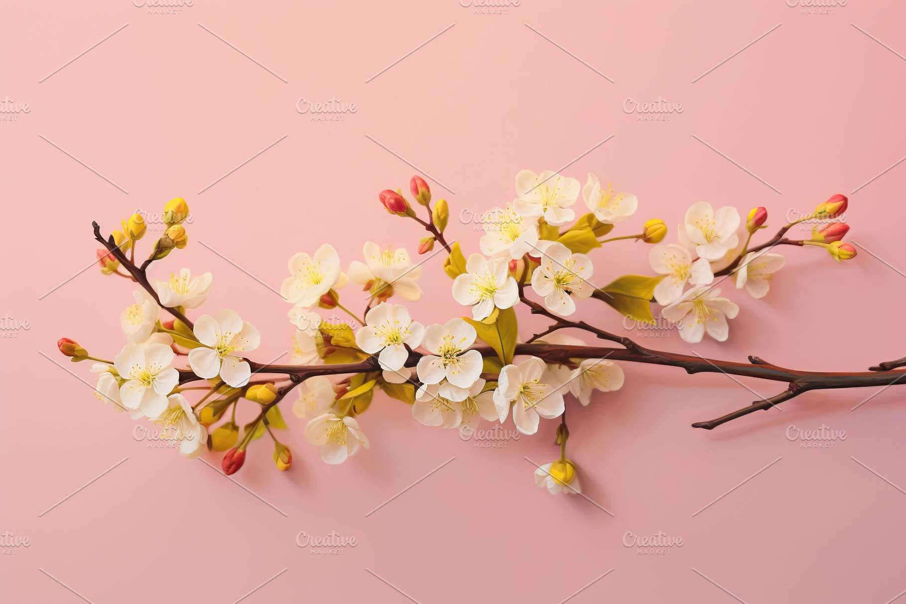 Blossom branch on pink pastel background, a Nature Photo by AlyaAnd