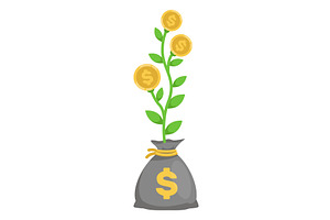 Money bag with sprouting financial, a Finance Illustration by Vectorbuum