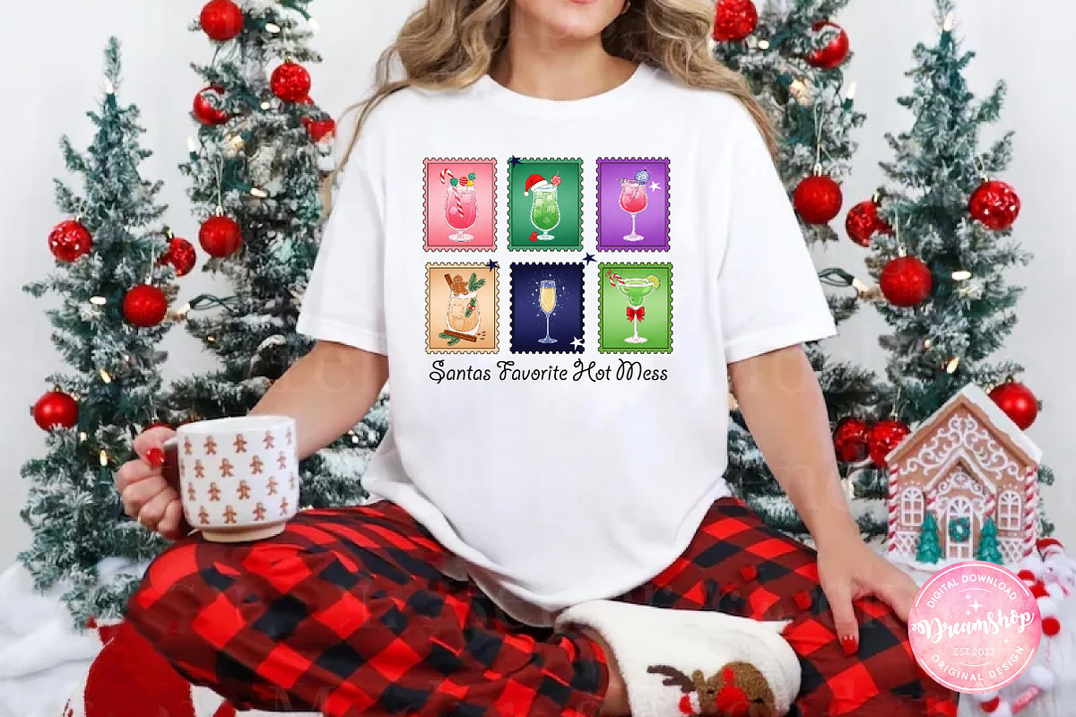Santa Christmas Cocktail Stamps Png, an Illustration by CreationArt (Photo 3 of 4)