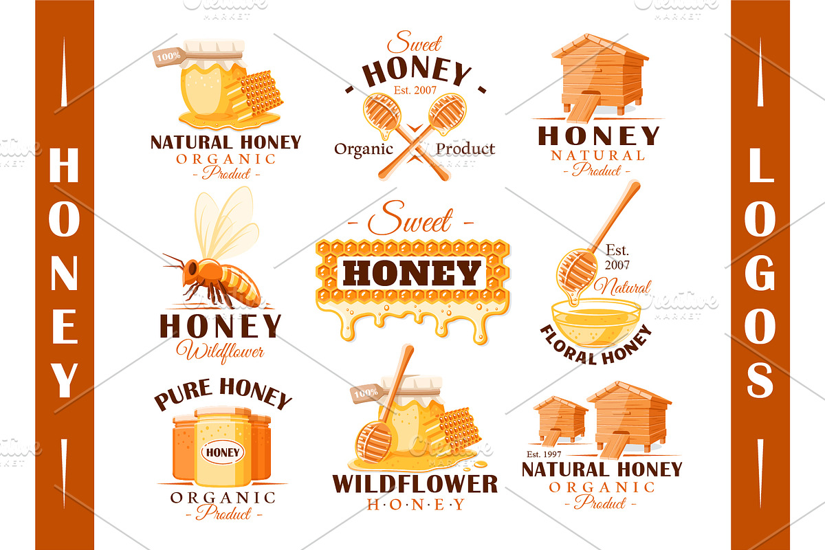 18 Modern Honey Logos Templates, a Branding & Logo Template by Art Design (Photo 3 of 11)