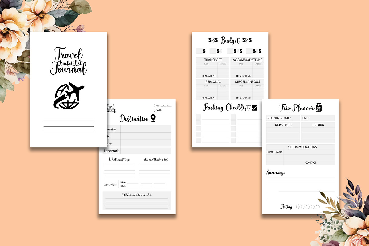 Travel Bucket List Planner, a Stationery Template by Hurairagraphics (Photo 2 of 6)