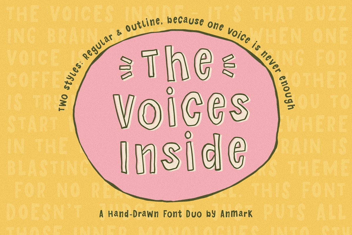 The Voices Inside Funny Font DUO, a Handwritten Font by AnMark (Photo 1 of 11)