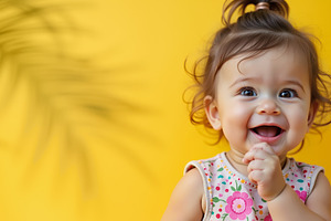 Happy Baby Smiling Against a Vibrant, a Person Photo by angellodeco
