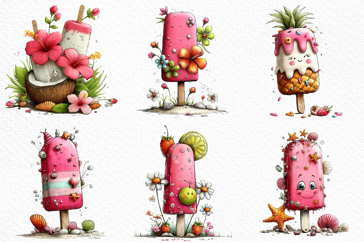 Whimsical Cold Summer Beach Ice Pop, an Illustration by Craft Nest (Photo 5 of 9)