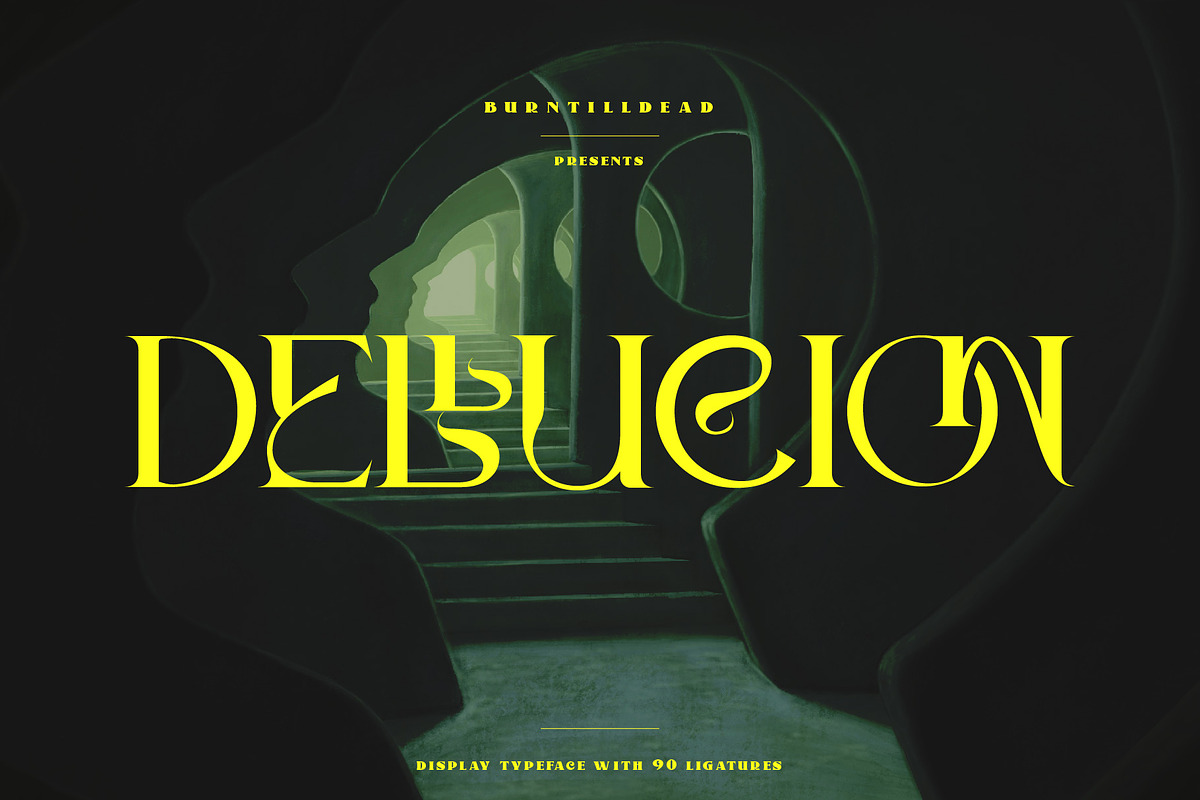 Dellucion, a Serif Font by Burntilldead (Photo 1 of 13)