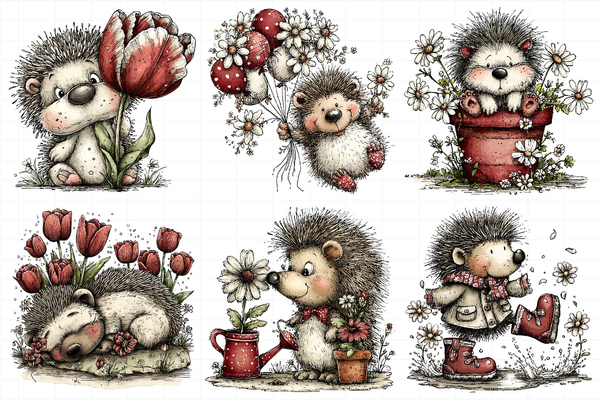 Whimsical Spring Hedgehog Png Clipar, an Illustration by Daily.Designs (Photo 4 of 7)