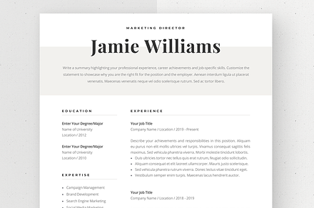 Modern & Chic Resume Template Jamie, a Resume Template by Olympia Resume