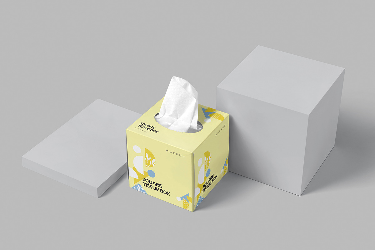 Square Tissue Box Mockups, a Packaging Mockup by DesignNeutrons (Photo 6 of 6)