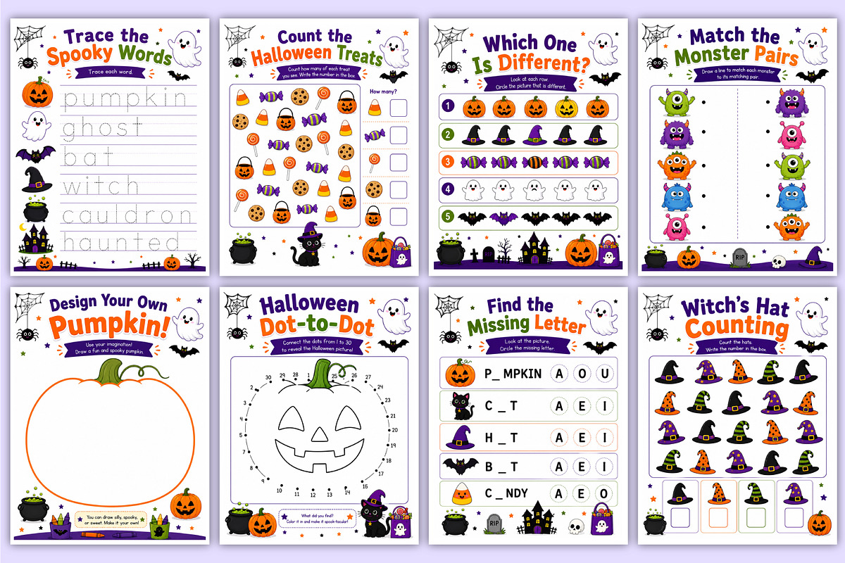Halloween Fun Activity Book Kdp, a Stationery Template by Mustafiz (Photo 3 of 5)