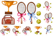 Hand Drawn Tennis Clipart Set, an Object Graphic by the_myro (Thumbnail 1 of 13)