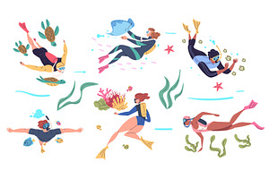 People scuba diving. Diver dive sea, a Sport Illustration by Stock-Smart-Start