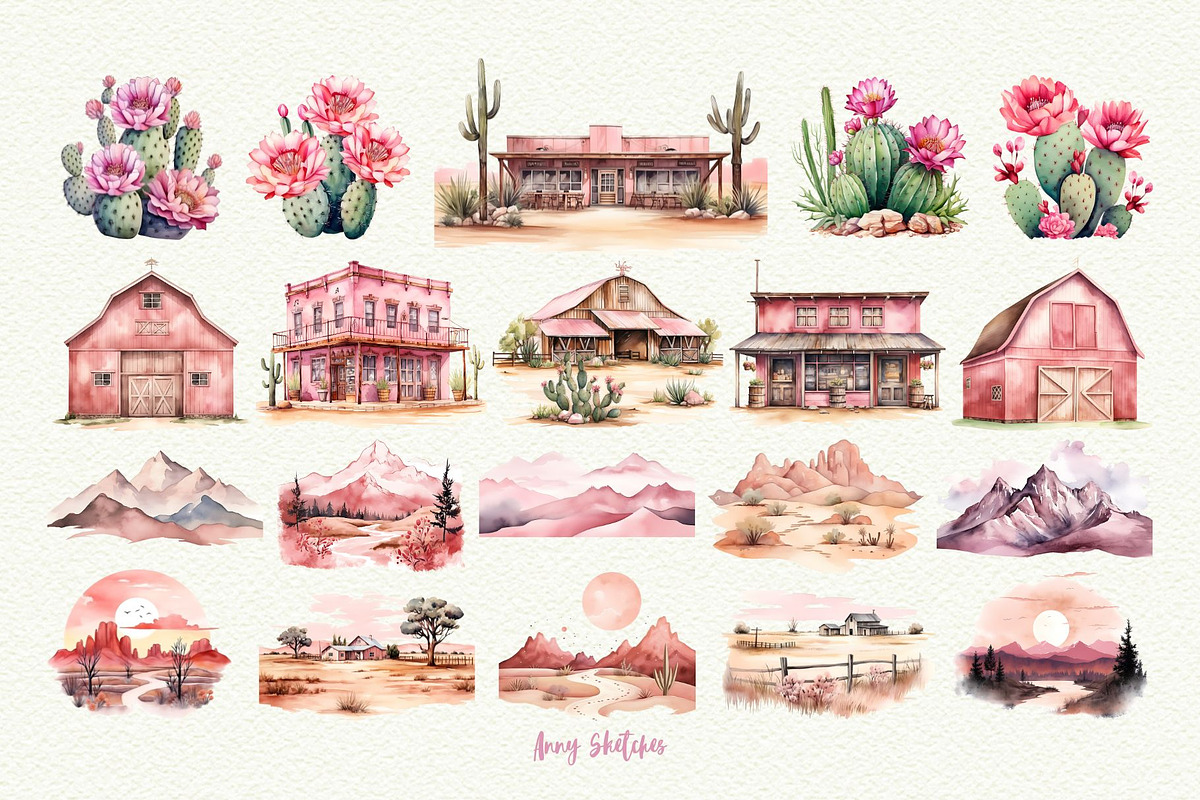 Pastel Western Clipart, an Object Graphic by Anna Design Studio (Photo 4 of 10)