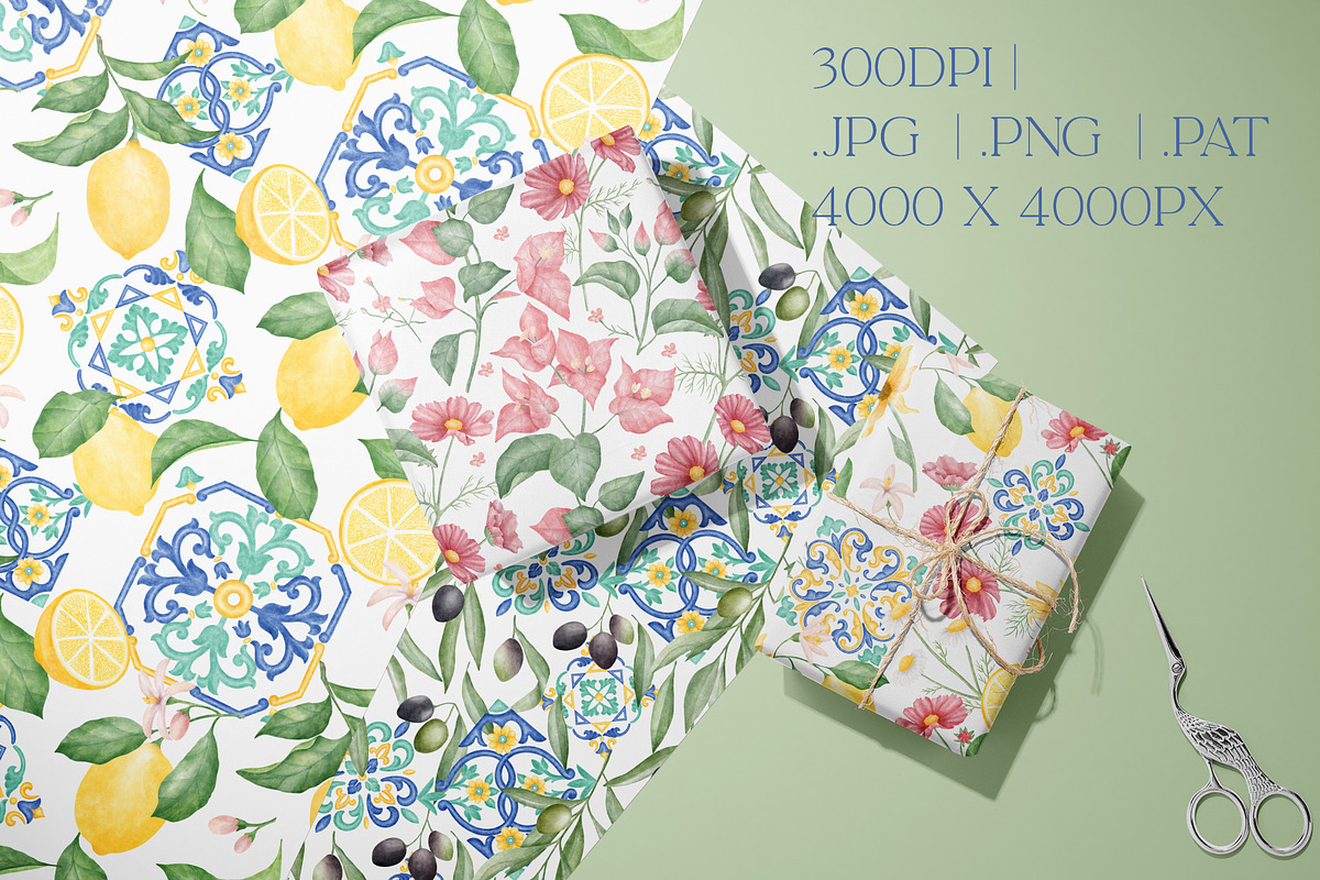 Italian Seamless Patterns Collection, a Pattern Graphic by Corina Moscu (Photo 6 of 9)