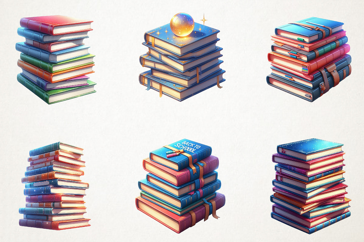 Back To School  Books Stacks PNG, an Illustration by RobertsArt (Photo 4 of 7)