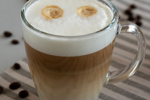 Homemade Latte Macchiato in Glasses, side view., a Food & Drink Photo by LiudmylaChuhunova