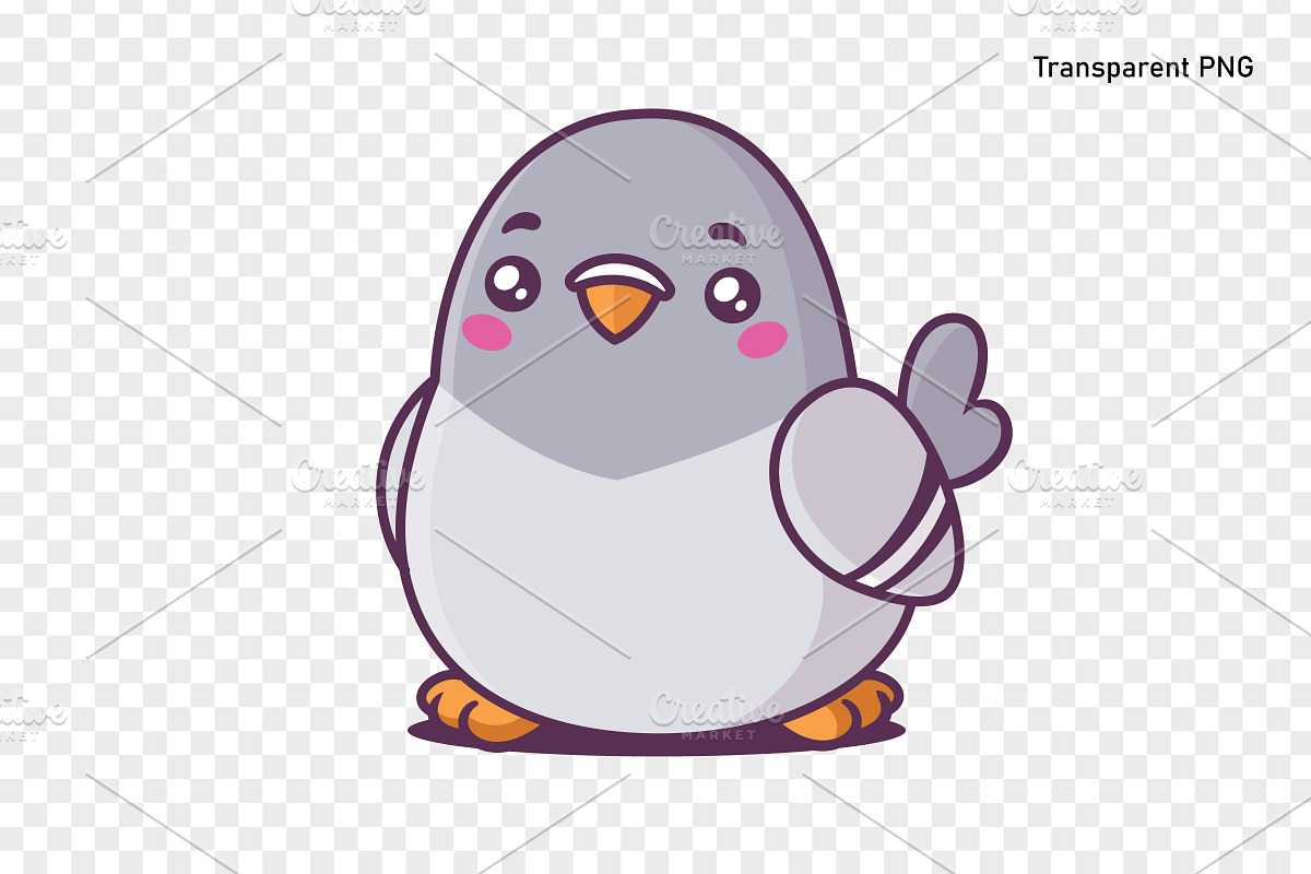 Kawaii Pigeon, an Animal Illustration by Vector Kitchen by Zoljo (Photo 2 of 3)