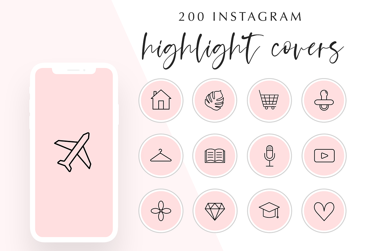 200 Instagram Story Highlight Icons, a Social Media Template by Blog&Glow (Photo 1 of 4)