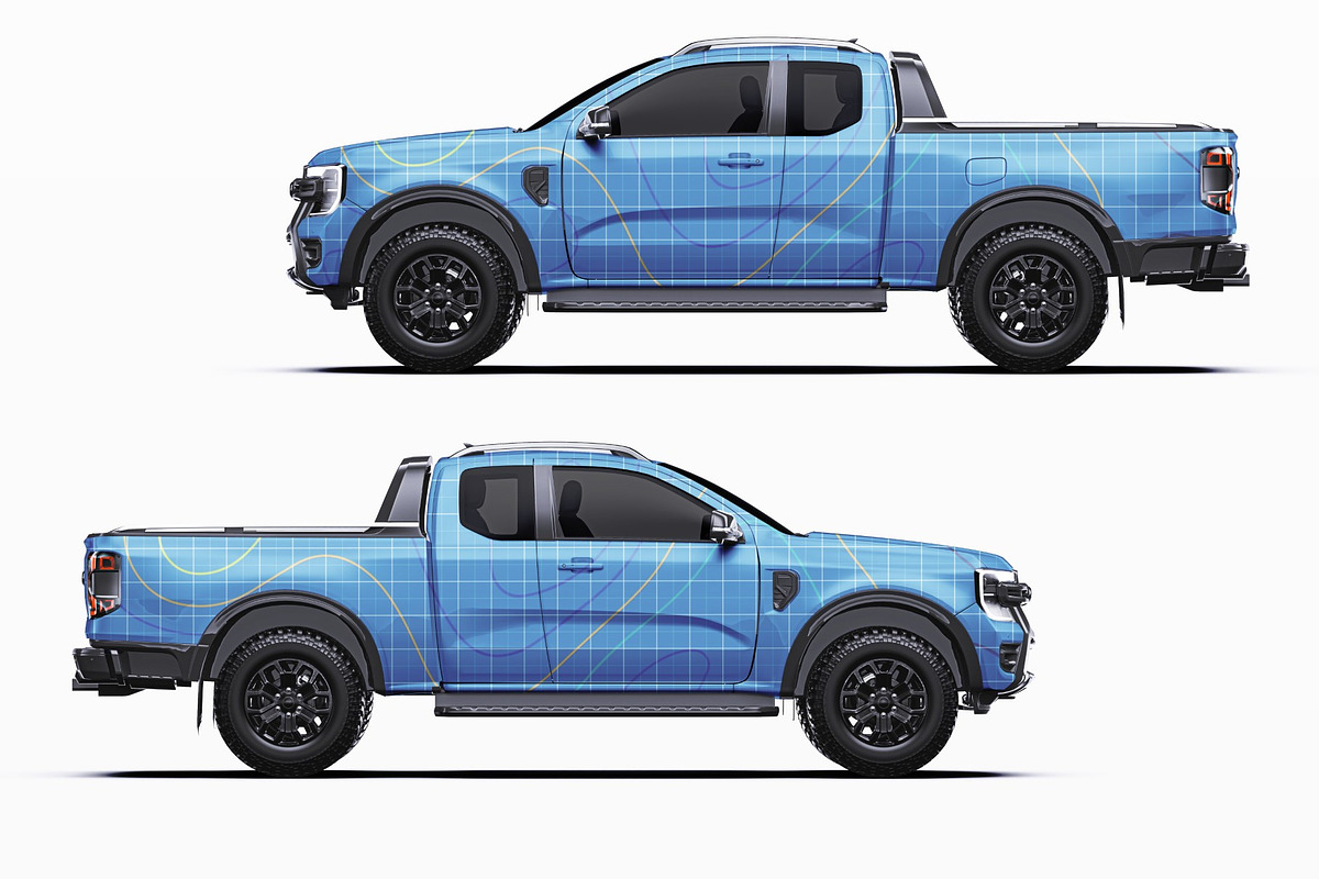Super Cab 4x4 Pickup Wrap Mockup Set, a Product Mockup by Halal Graphic Studio (Photo 9 of 15)