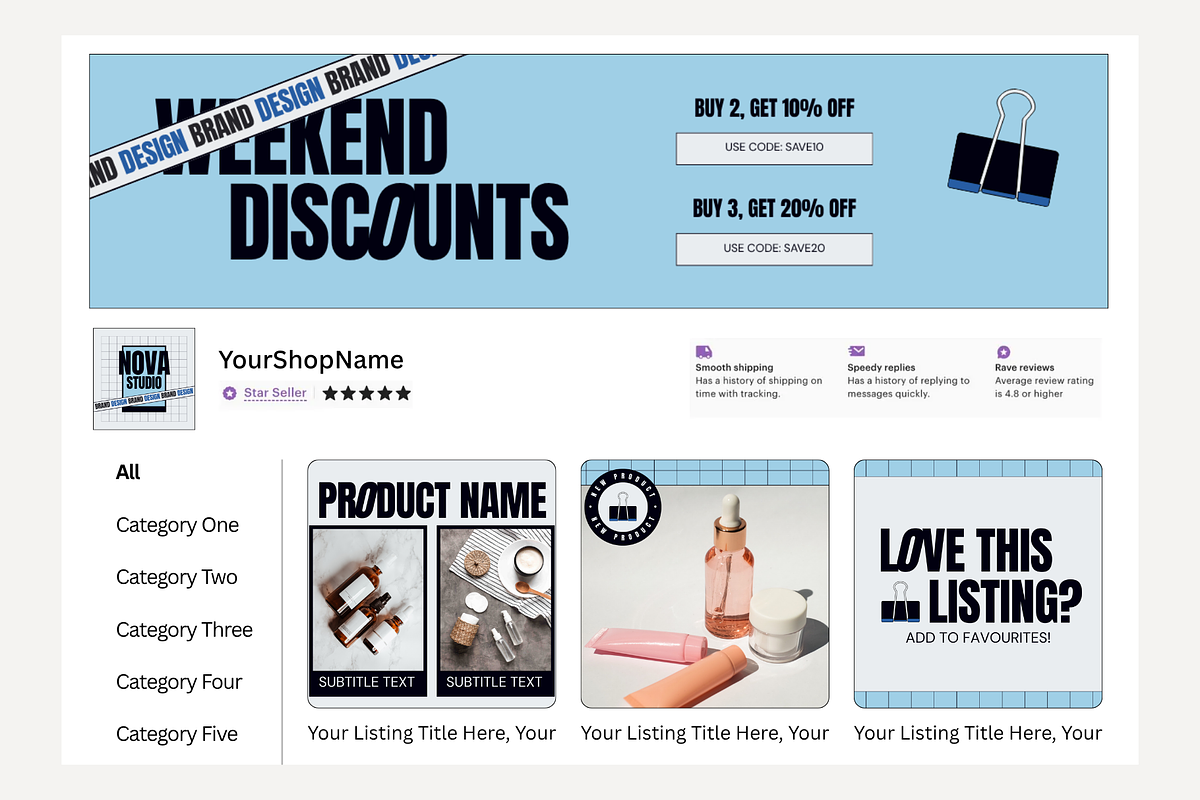 Modern Blue Etsy Shop Kit Template, a Branding & Logo Template by Anna Design Studio (Photo 7 of 8)