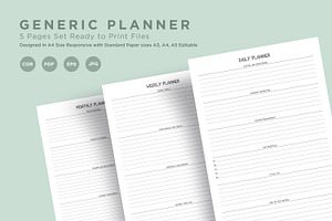 Generic Planning Pages Set V-10, a Stationery Template by shahsoft