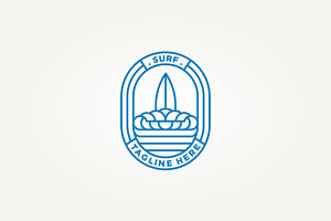 surfing line art badge icon logo, a Branding & Logo Template by Blazybone