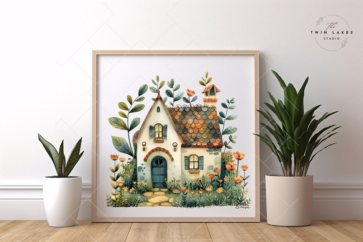 Folk Cottage Homes Clipart Set, an Object Illustration by The Twin Lakes Studio (Photo 10 of 10)