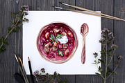 Beetroot Soup+Watercolor Ingredients, an Illustration by Olga Olmix (Thumbnail 9 of 9)