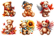Watercolor Autumn Teddy Bear Clipart, an Illustration by Watercolor design (Thumbnail 3 of 4)