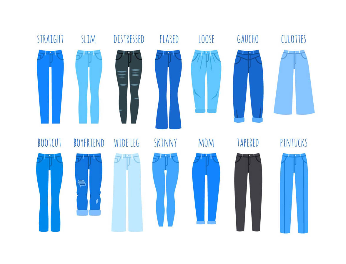 Women Jeans Styles Collection, an Illustration by Vectorikart