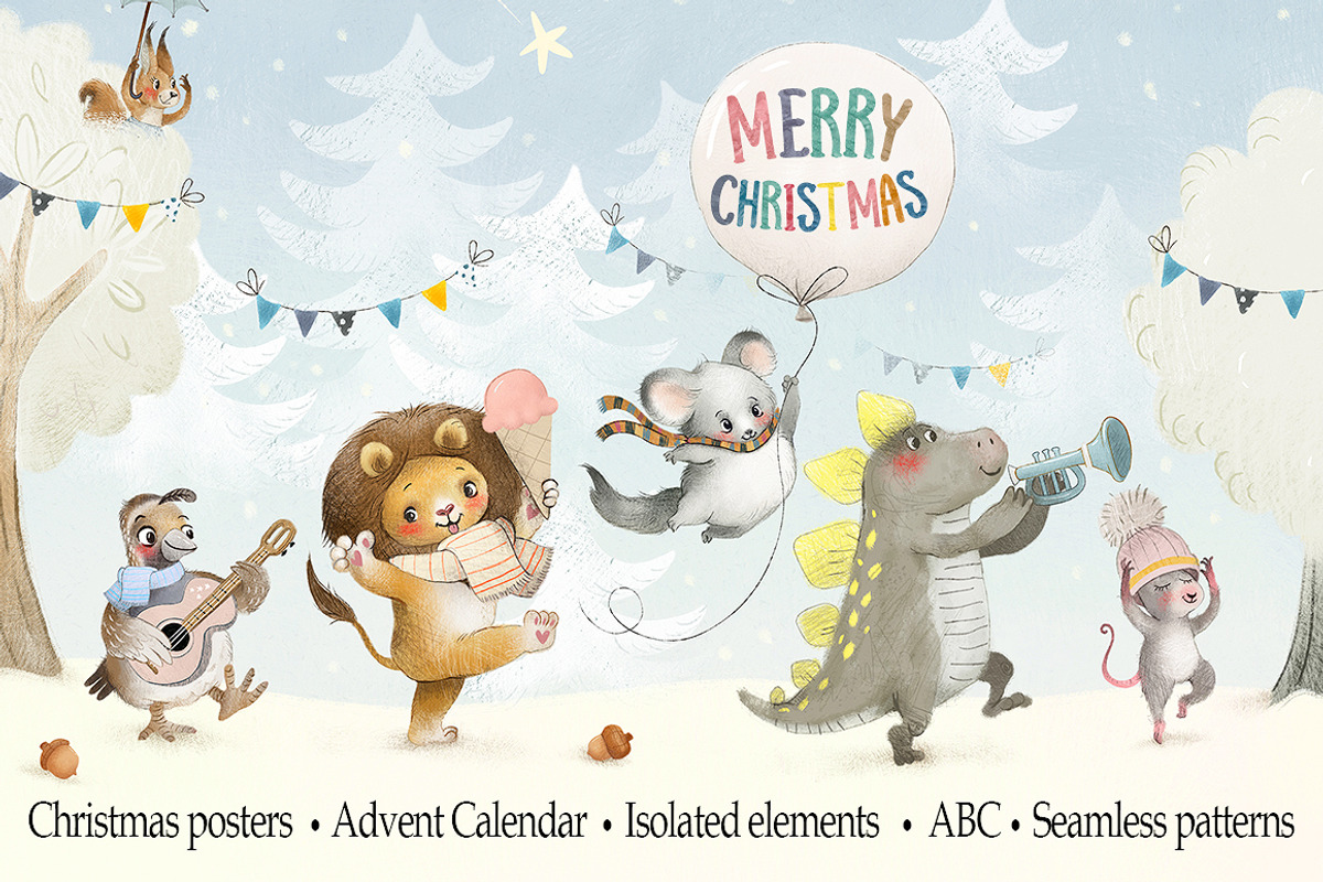 Cute Christmas Animals, an Animal Illustration by TanyaSchuka (Photo 1 of 15)