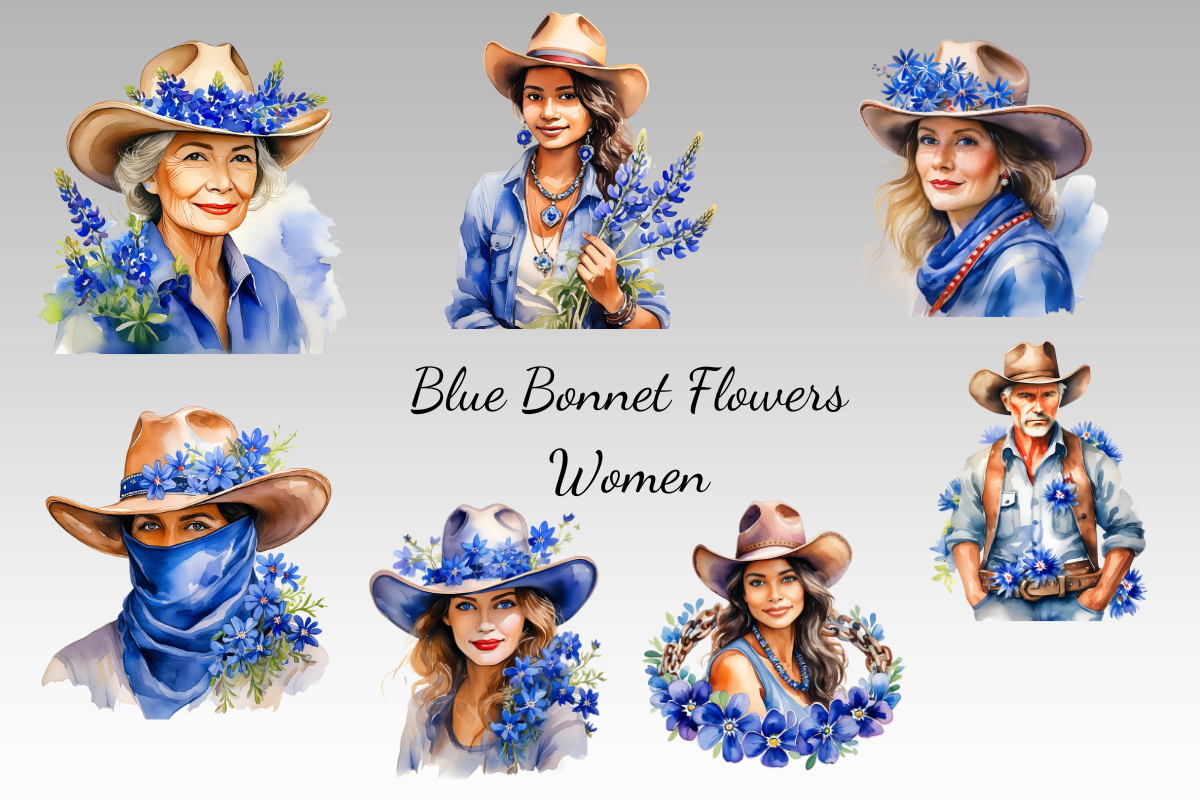 Blue Bonnet Flower Clipart Bundle, a Decorative Illustration by Dream Floral Clipart (Photo 4 of 9)