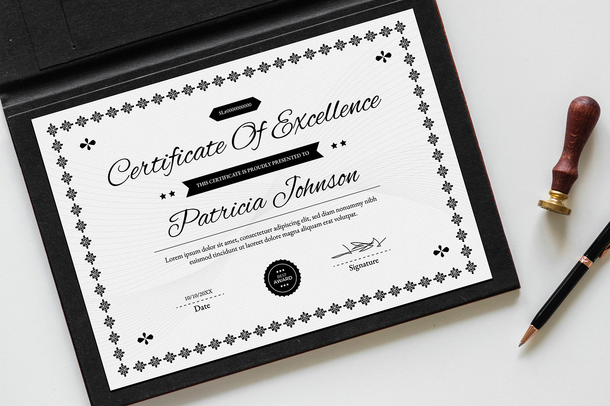 Certificate of Achievement Layout, a Stationery Template by MightyDesign (Photo 3 of 6)